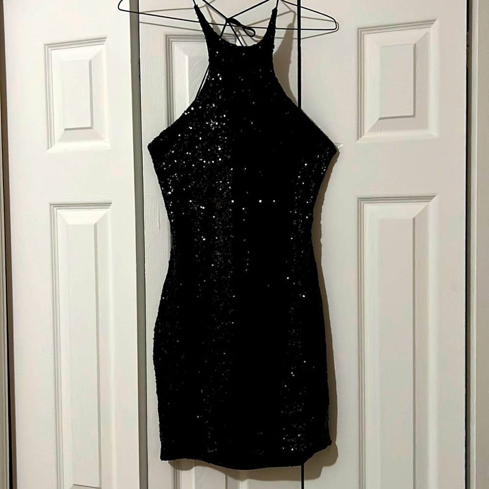 Black sequins Mini Cocktail Dress